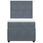 Box Spring Bed with Mattress Dark Grey King Single Velvet