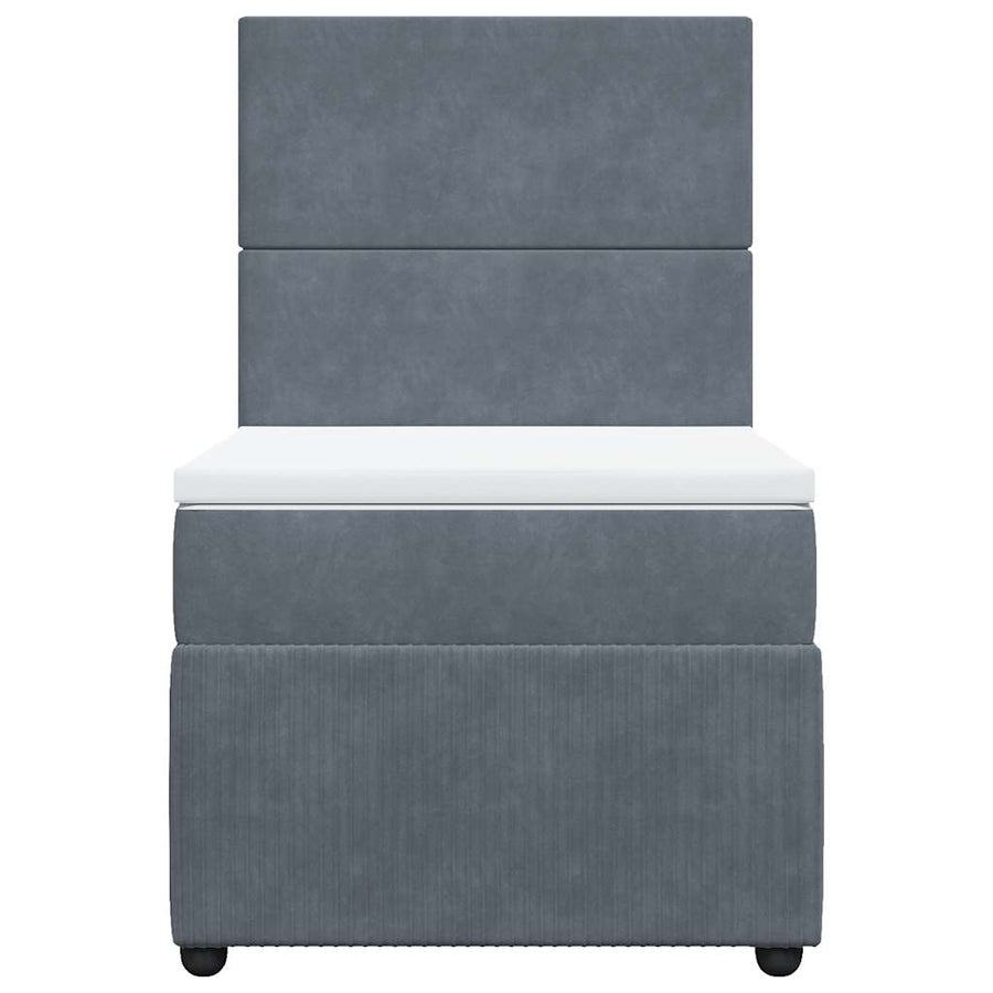 Box Spring Bed with Mattress Dark Grey King Single Velvet