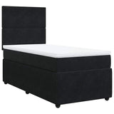 Box Spring Bed with Mattress Black King Single Velvet - Front View