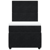 Box Spring Bed with Mattress Black King Single Velvet - Top-Down View