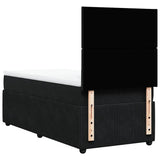 Box Spring Bed with Mattress Black King Single Velvet - Rear View