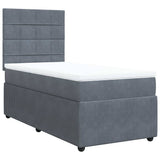 Box Spring Bed with Mattress Dark Grey King Single Velvet - Front View