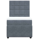 Box Spring Bed with Mattress Dark Grey King Single Velvet - Top-Down View