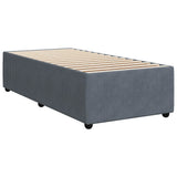 Box Spring Bed with Mattress Dark Grey King Single Velvet - Low Angle