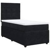 Box Spring Bed with Mattress Black King Single Velvet - Front View