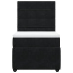 Box Spring Bed with Mattress Black King Single Velvet