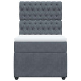 Box Spring Bed with Mattress Dark Grey King Single Velvet