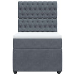 Box Spring Bed with Mattress Dark Grey King Single Velvet