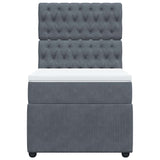 Box Spring Bed with Mattress Dark Grey King Single Velvet - Top-Down View