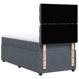 Box Spring Bed with Mattress Dark Grey King Single Velvet - Rear View