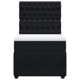 Box Spring Bed with Mattress Black King Single Velvet