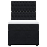 Box Spring Bed with Mattress Black King Single Velvet - Top-Down View