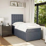 Box Spring Bed with Mattress Dark Grey King Single Velvet - Side View