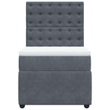 Box Spring Bed with Mattress Dark Grey King Single Velvet