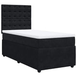 Box Spring Bed with Mattress Black King Single Velvet