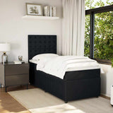 Box Spring Bed with Mattress Black King Single Velvet - Side View