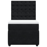 Box Spring Bed with Mattress Black King Single Velvet