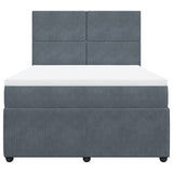 Box Spring Bed with Mattress Dark Grey Double Velvet - Top-Down View