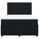 Box Spring Bed with Mattress Black Double Velvet - Top-Down View