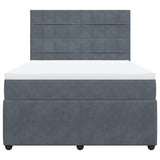 Box Spring Bed with Mattress Dark Grey Double Velvet - Top-Down View