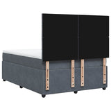 Box Spring Bed with Mattress Dark Grey Double Velvet - Rear View