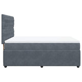 Box Spring Bed with Mattress Dark Grey Double Velvet - 45-Degree Angle