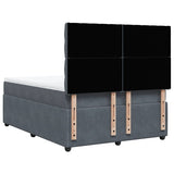 Box Spring Bed with Mattress Dark Grey Double Velvet - Rear View