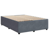 Box Spring Bed with Mattress Dark Grey Double Velvet - Low Angle