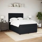 Box Spring Bed with Mattress Black Double Velvet - Side View