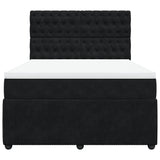 Box Spring Bed with Mattress Black Double Velvet - Top-Down View