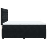 Box Spring Bed with Mattress Black Double Velvet - 45-Degree Angle