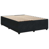 Box Spring Bed with Mattress Black Double Velvet - Low Angle