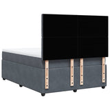 Box Spring Bed with Mattress Dark Grey Double Velvet - Rear View