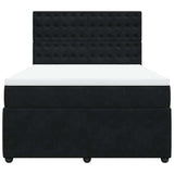 Box Spring Bed with Mattress Black Double Velvet - Top-Down View