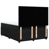 Box Spring Bed with Mattress Black Double Velvet - Rear View