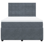 Box Spring Bed with Mattress Dark Grey Queen Velvet