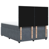 Box Spring Bed with Mattress Dark Grey Queen Velvet - Rear View