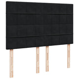 Box Spring Bed with Mattress Black Queen Velvet - Close-Up Angle
