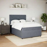 Box Spring Bed with Mattress Dark Grey Queen Velvet - Side View
