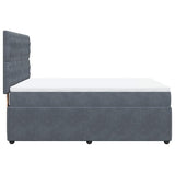 Box Spring Bed with Mattress Dark Grey Queen Velvet - 45-Degree Angle