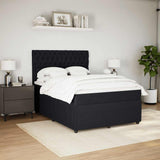 Box Spring Bed with Mattress Black Queen Velvet - Side View