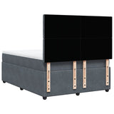 Box Spring Bed with Mattress Dark Grey Queen Velvet - Rear View