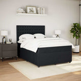 Box Spring Bed with Mattress Black Queen Velvet - Side View