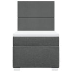 Box Spring Bed with Mattress Dark Grey King Single Fabric