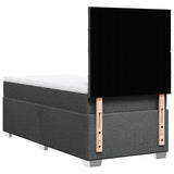Box Spring Bed with Mattress Dark Grey King Single Fabric - Rear View