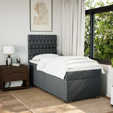 Box Spring Bed with Mattress Dark Grey King Single Fabric - Side View