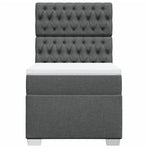Box Spring Bed with Mattress Dark Grey King Single Fabric