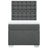 Box Spring Bed with Mattress Dark Grey King Single Fabric - Top-Down View