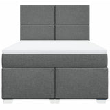 Box Spring Bed with Mattress Dark Grey Double Fabric - Rear View