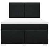 Box Spring Bed with Mattress Black Double Fabric - Close-Up Angle